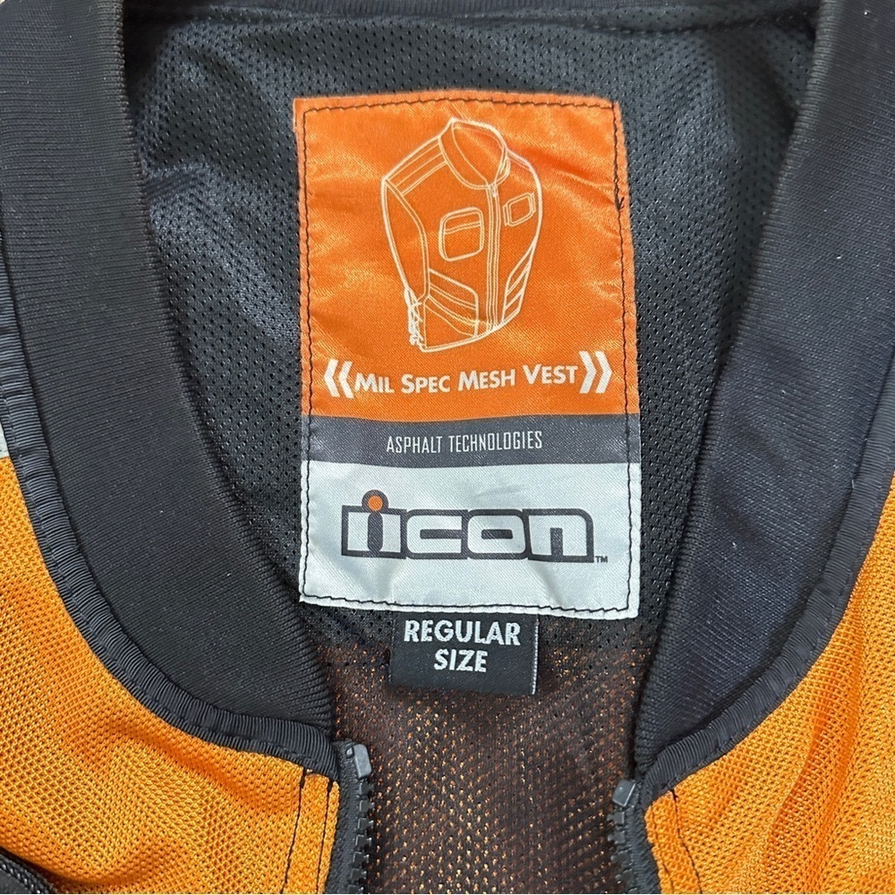 Icon Motorsports Orange Mil Spec Mesh Vest Asphalt Technologies Size Regular - Picture 4 of 14